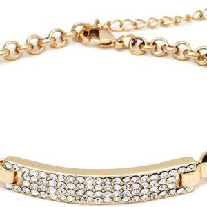 Gold Plated Crystal ID Bracelet Womens Elegant Gift Jewelry